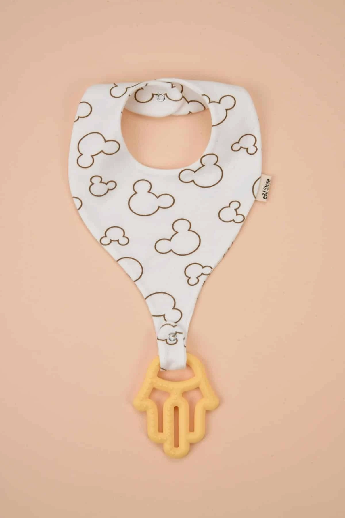 Picture of İkinci Şans - Emzik Tutucu Mama Önlüğü - Sevimli Fare Desenli %100 Pamuk Kumaş