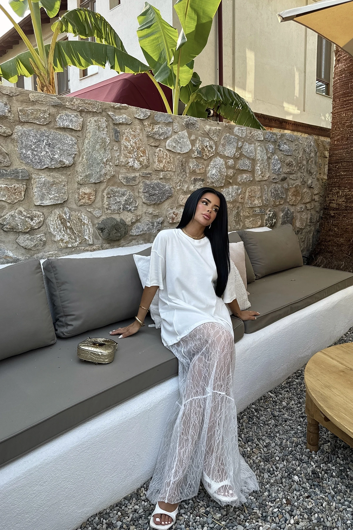 Picture of White Lace Detail Long Dress