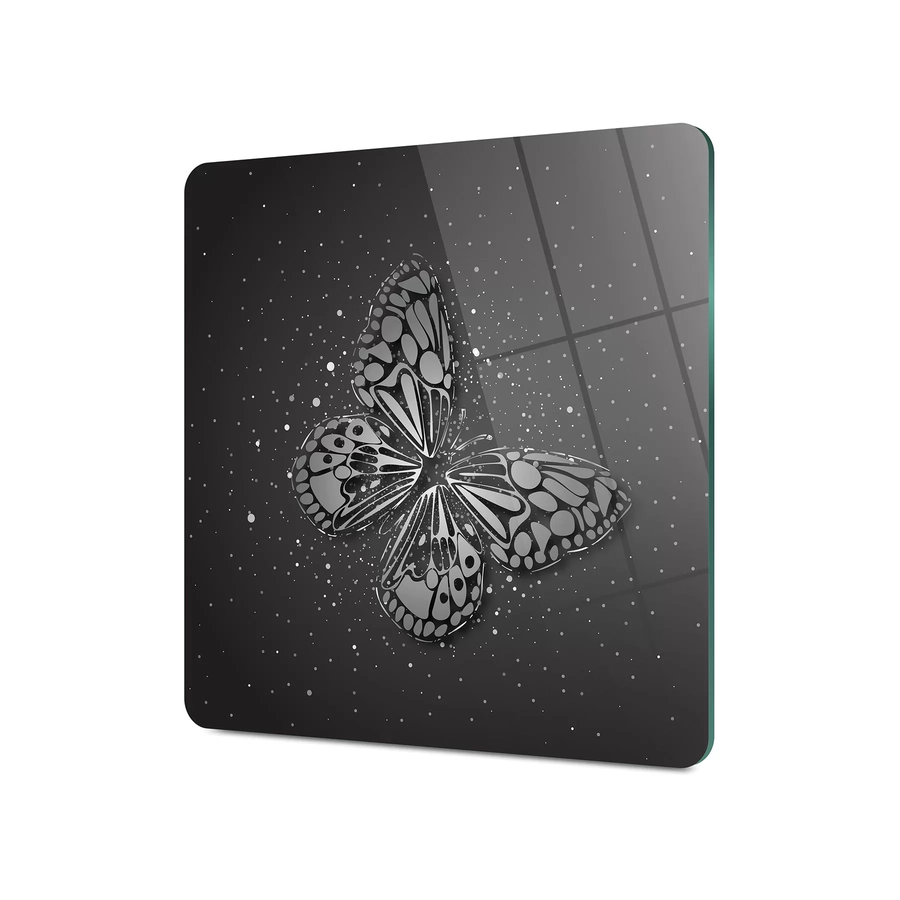Picture of Decovetro Cam Kesme Tahtası ve Sunumluk Kare Black Kelebek Desenli 30x30 Cm