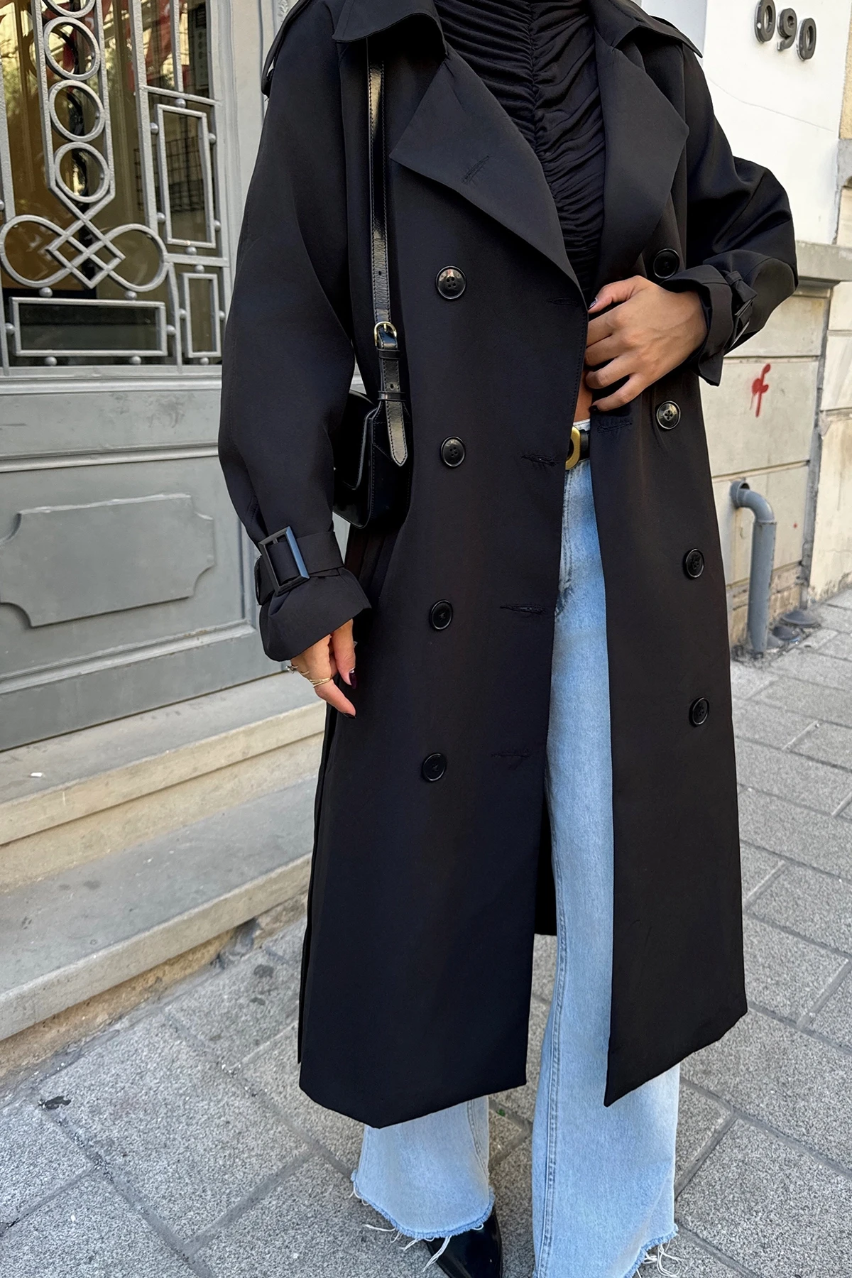 Picture of Off-White Trench Coat with Belted Sleeves
