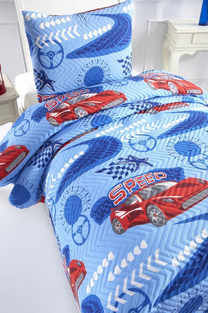 Picture of Ultrasonik Kapitoneli Speed Tek Kişilik Yatak Örtüsü Mavi