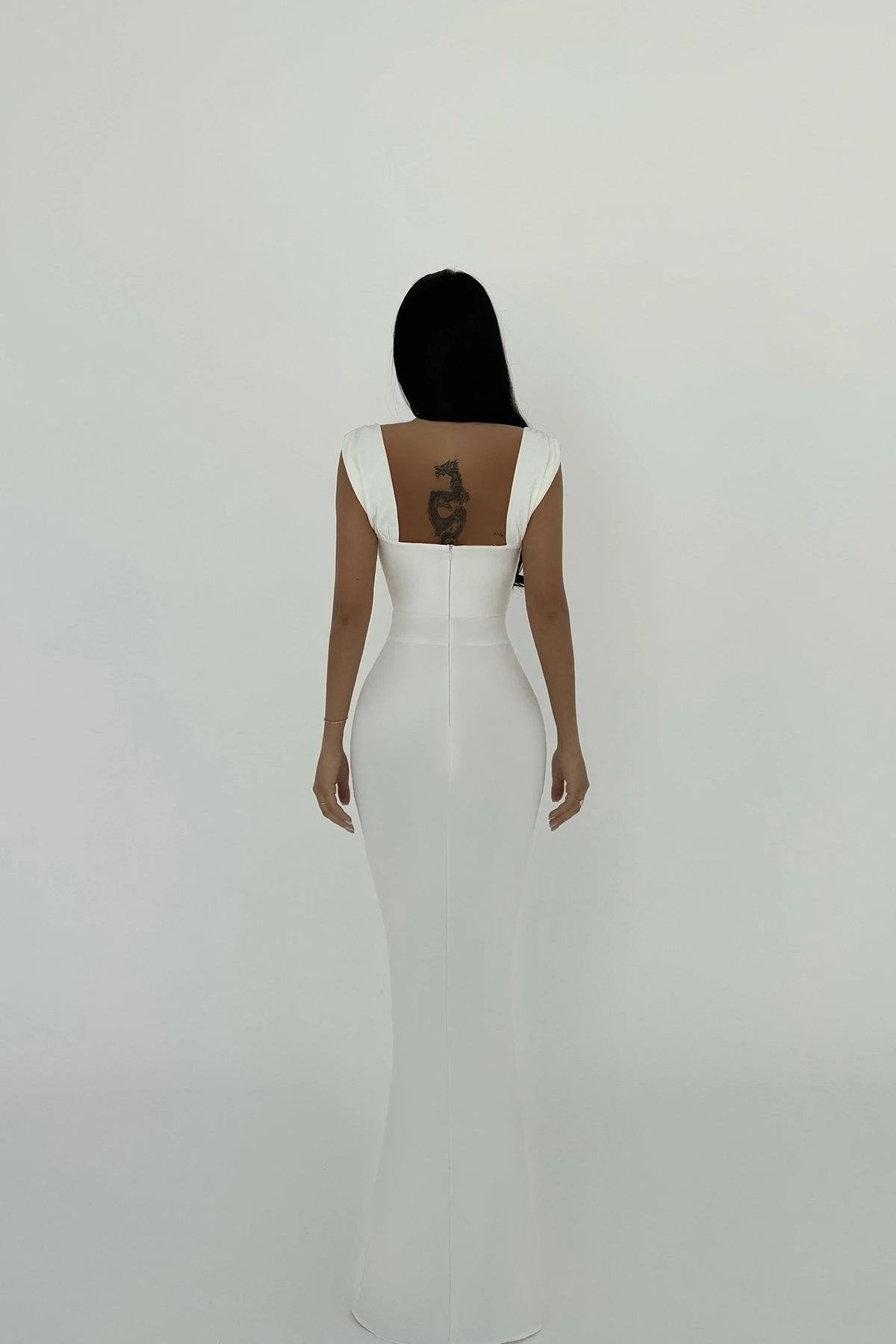 Picture of White Remmy Slit Lace Detail Long Dress