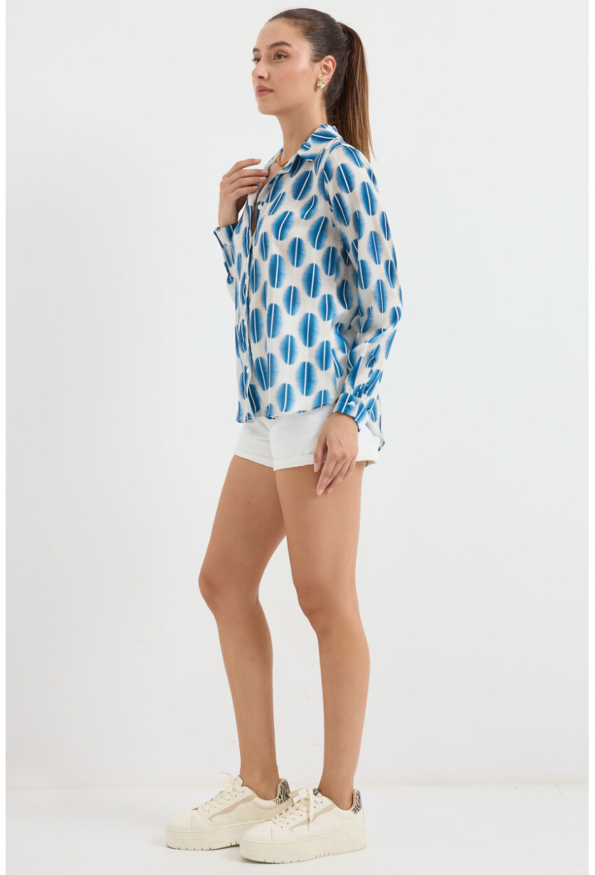 Picture of 3964 Hafif Dökümlü Saten Gömlek