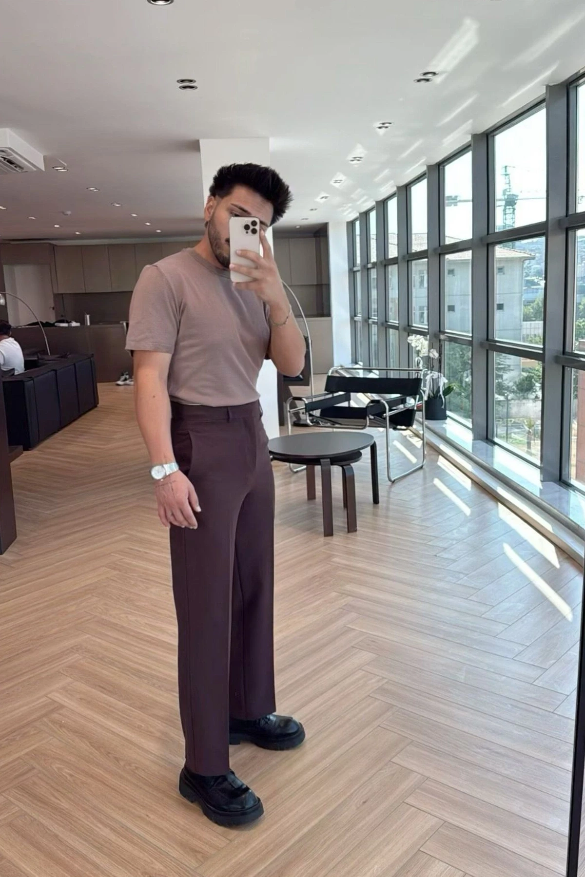 Picture of Brown Palazzo High-Waisted Trousers