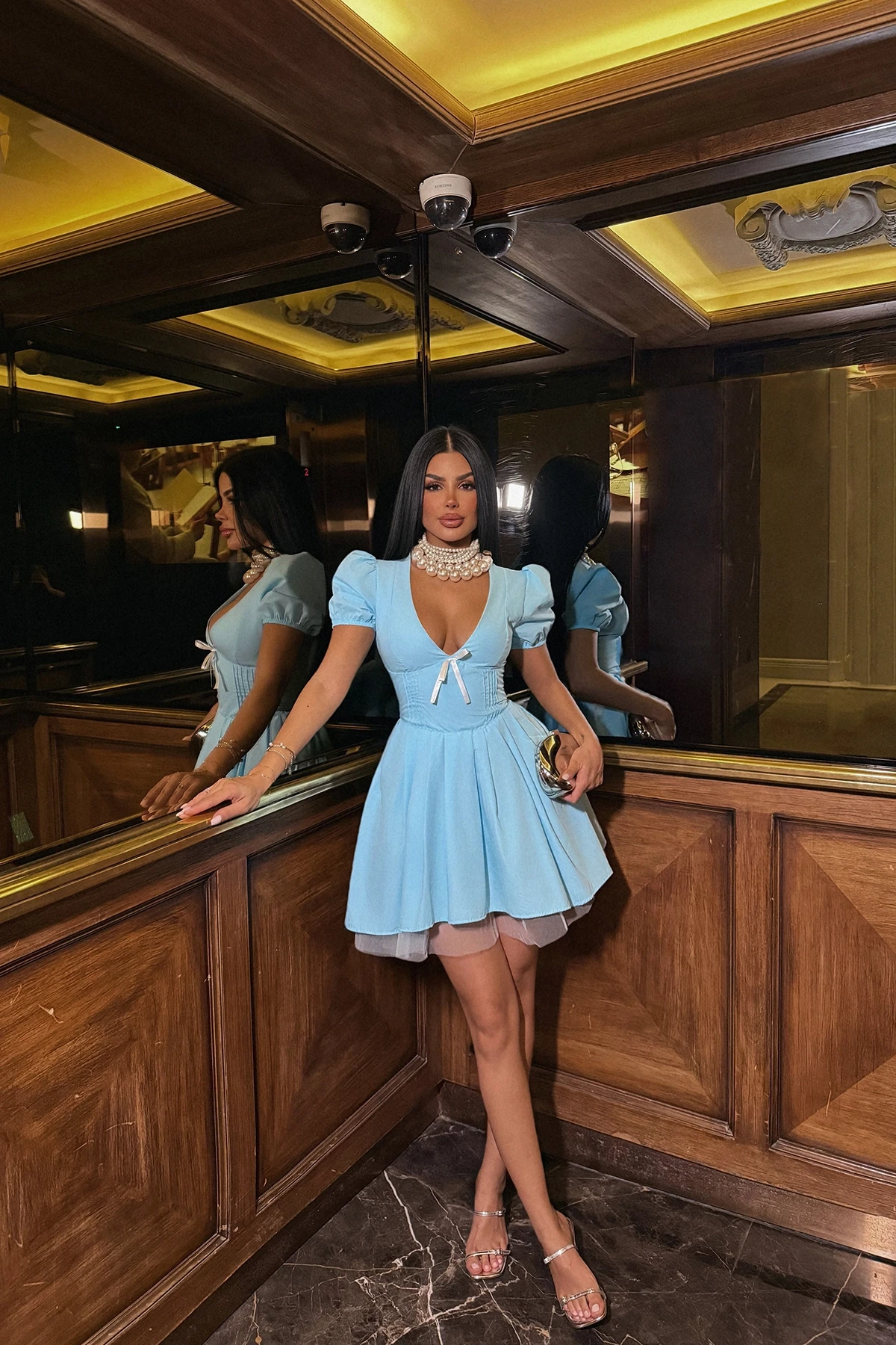 Picture of Blue Front Tie Mini Dress