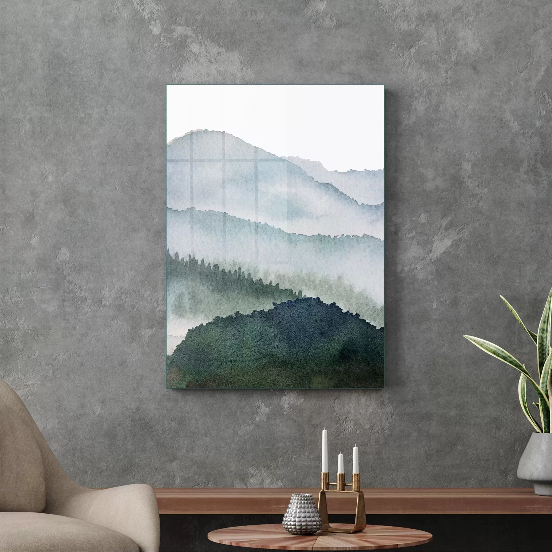 Picture of Decovetro Cam Tablo Sulu Boya Manzara 50x70 cm