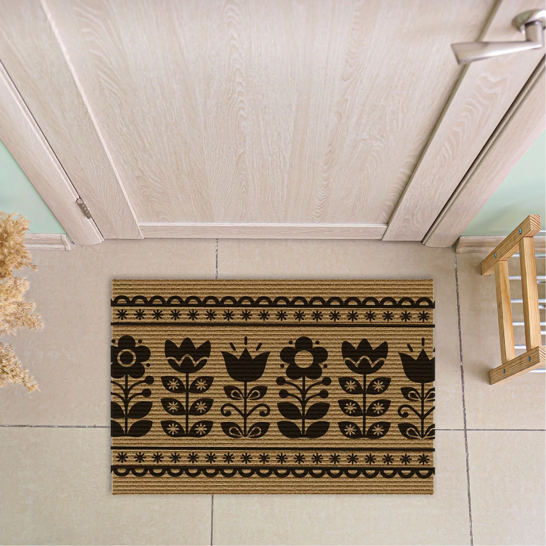 Picture of Decovetro Çiçek Desenli Kapı Önü Halı Paspas 40 x 60 Cm