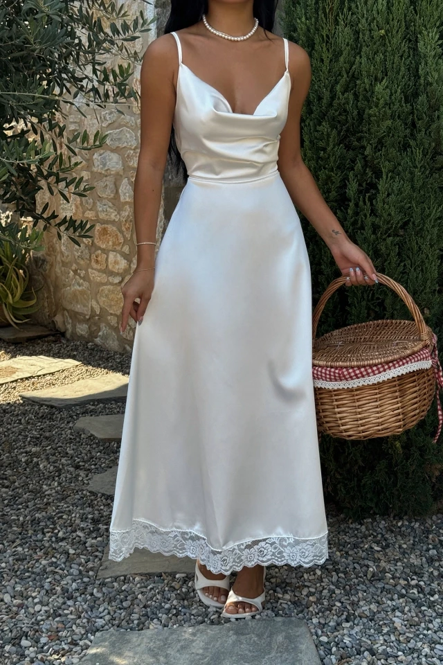 Picture of White Strappy Satin Dress