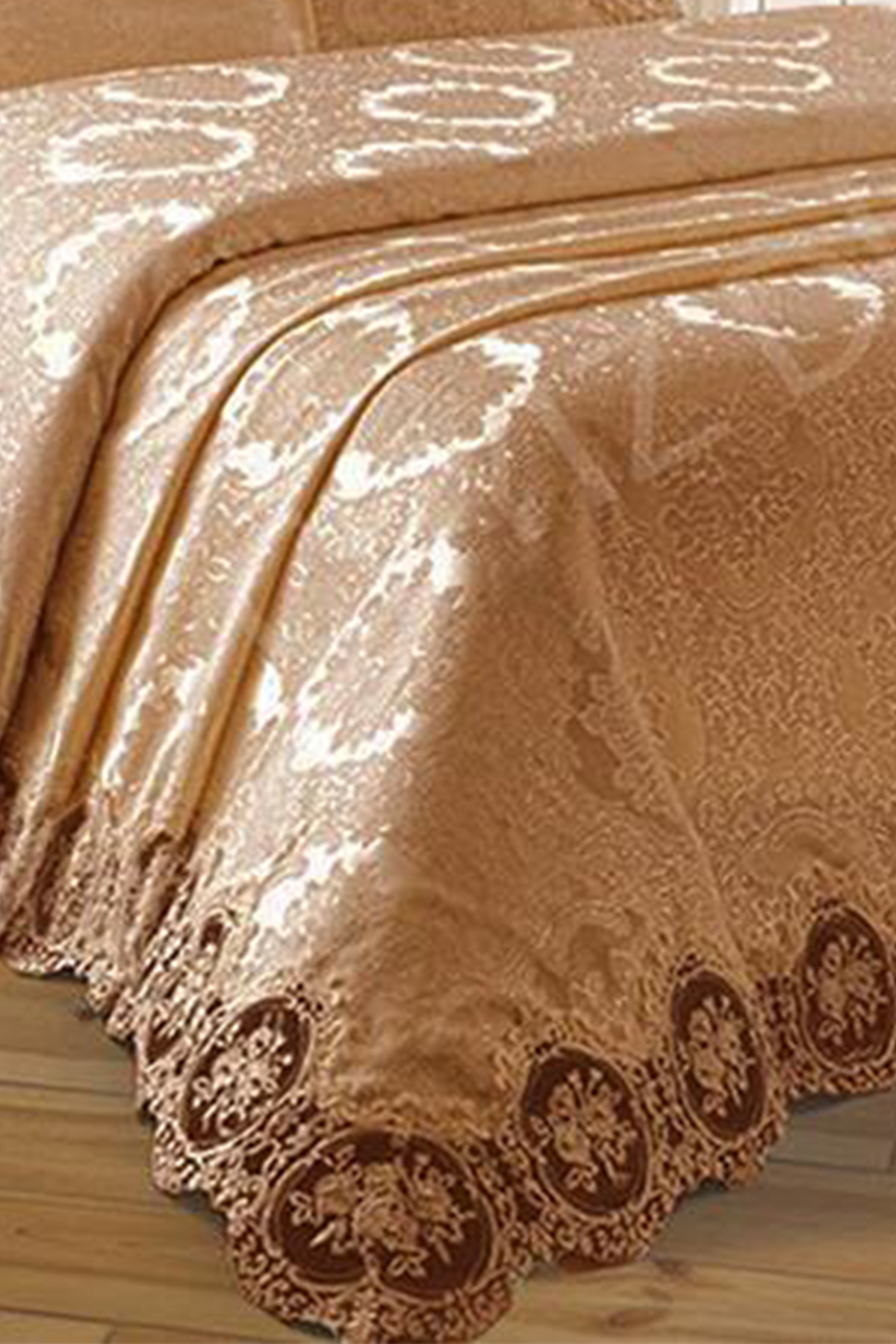 Picture of Çeyizdiyarı Fransız Güpürlü Karina Pike Takımı Cappucino