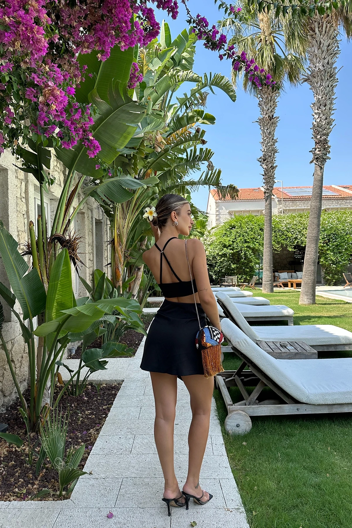 Picture of Black Buckle Detail Mini Skirt