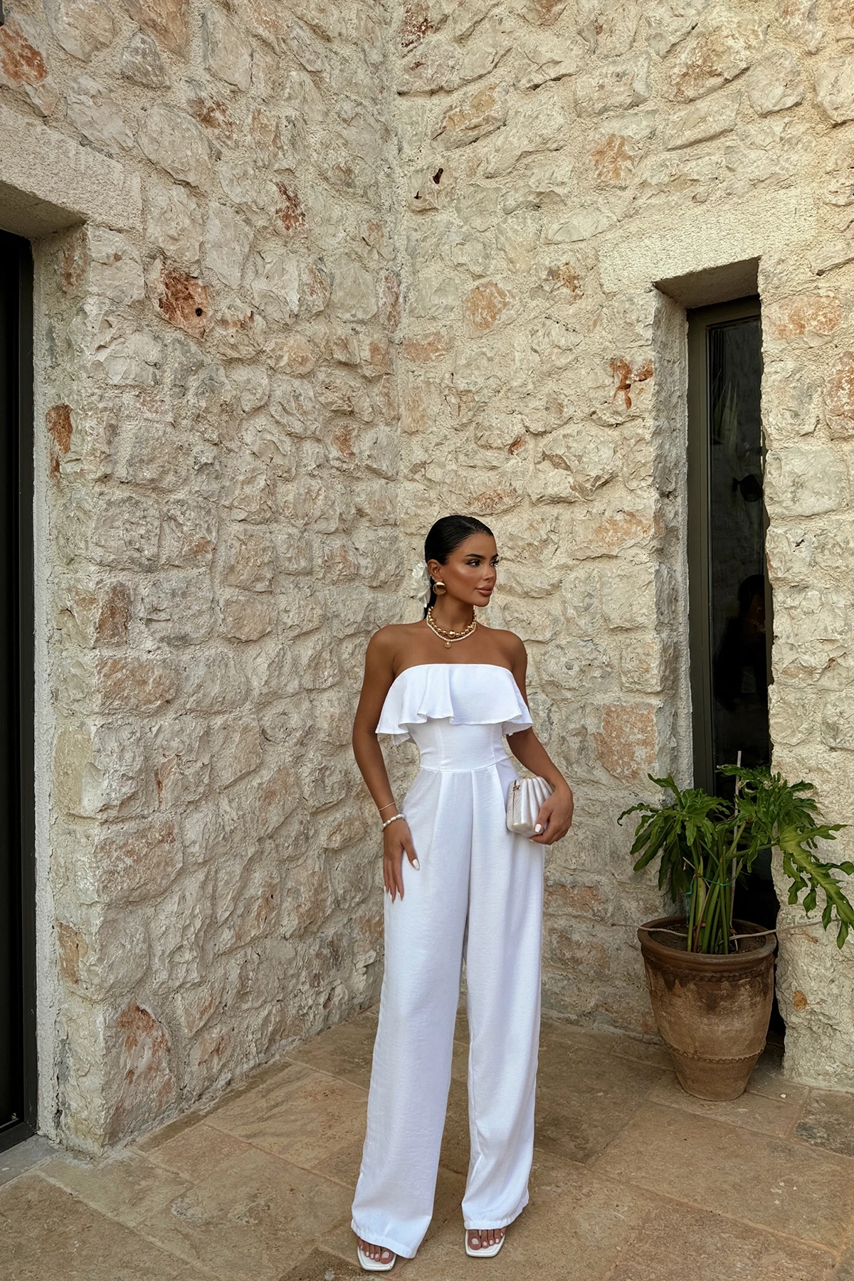 Picture of White Fedora Jumpsuit