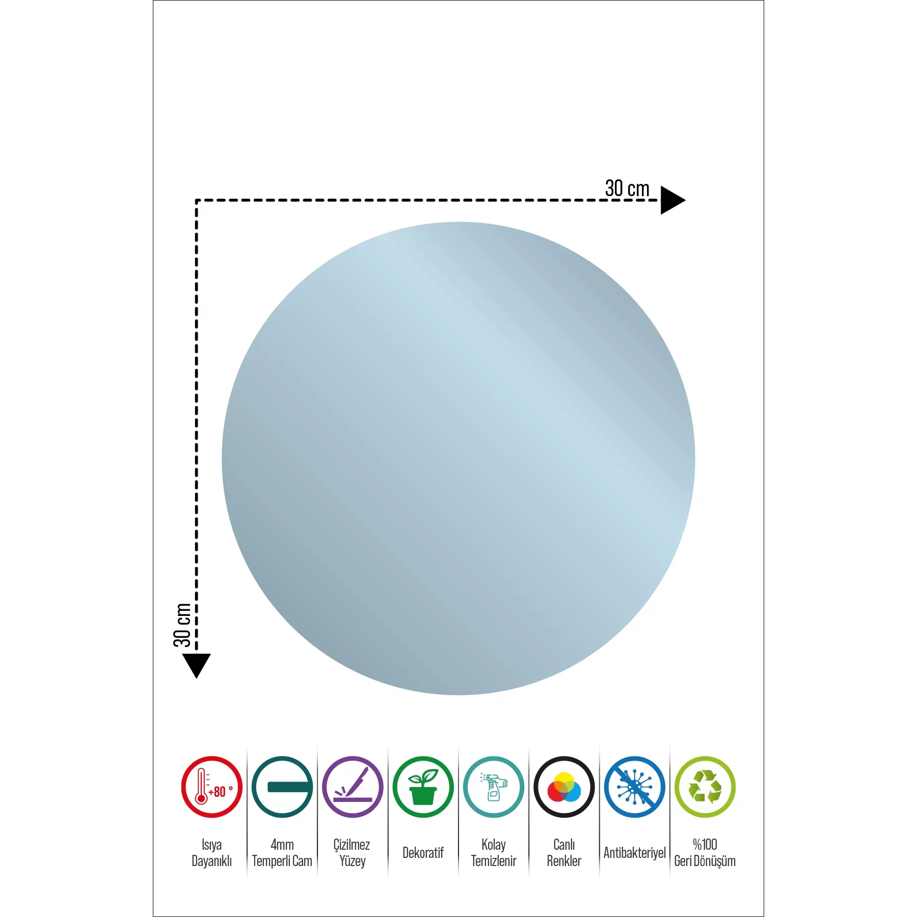 Picture of Decovetro Cam Kesme Tahtası ve Sunumluk Yuvarlak Türk Motifi Desenli 30x30 Cm
