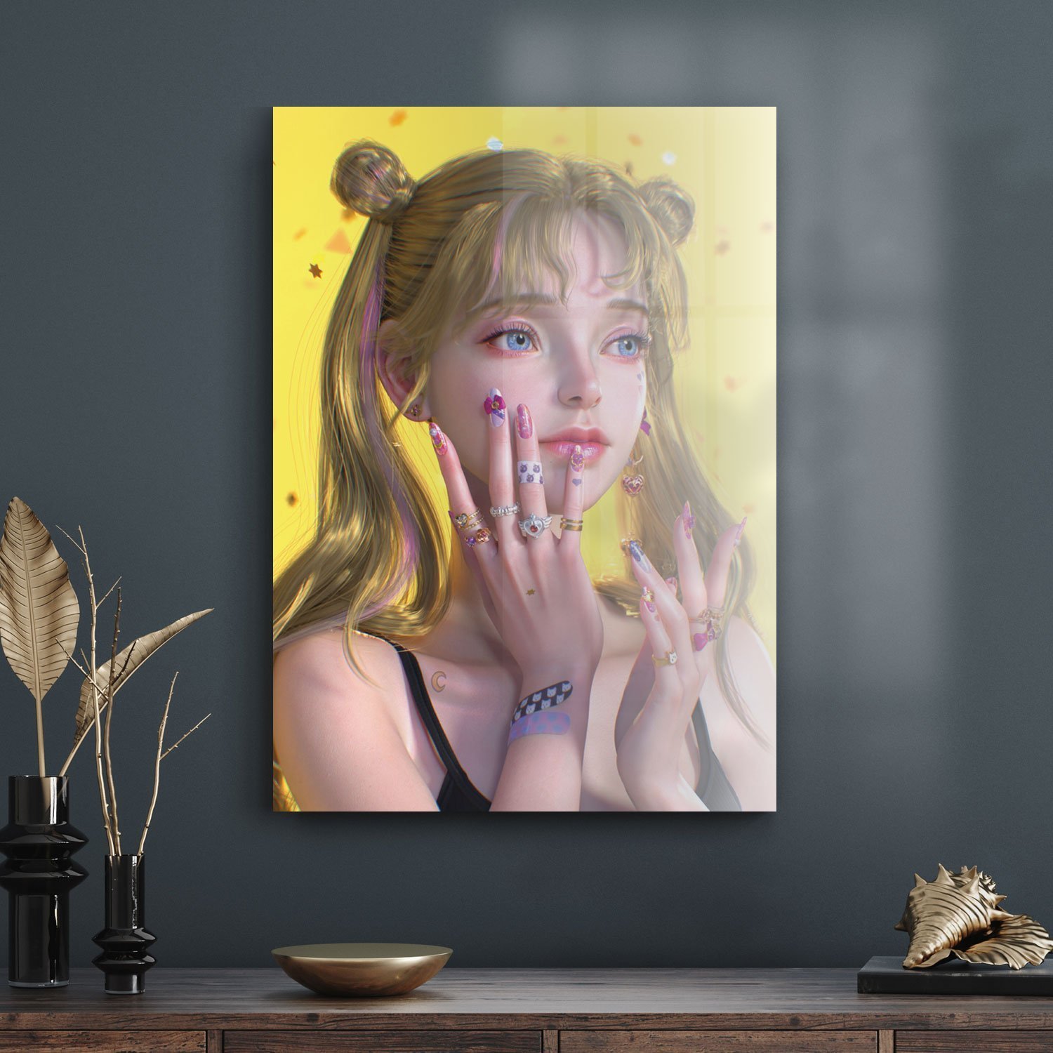 Picture of Decovetro Cam Tablo Anime Girl Yellow Hair 50x70 cm