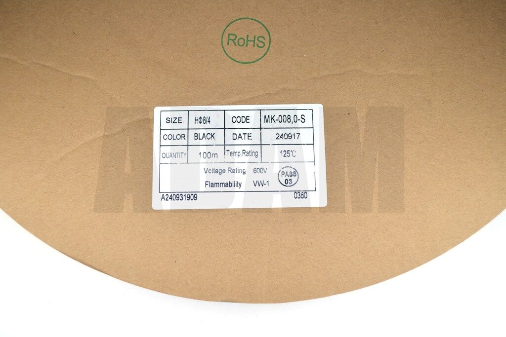 Picture of 100 Metre 8mm Siyah Isı İle Daralan Makaron Isıyla MT-M8S