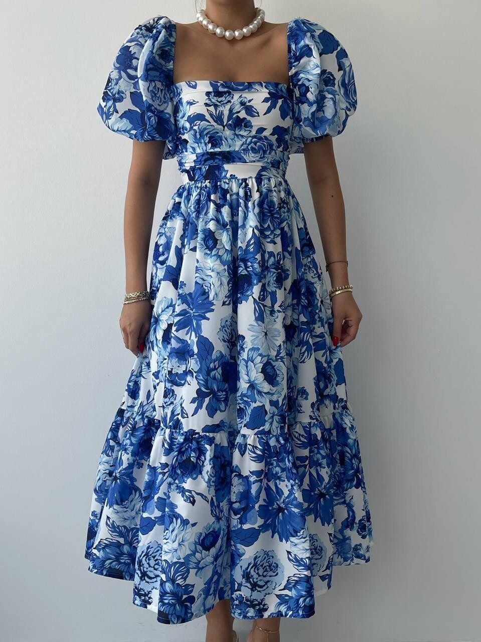 Picture of Kassel Kare Yaka Kısa Kollu Elbise