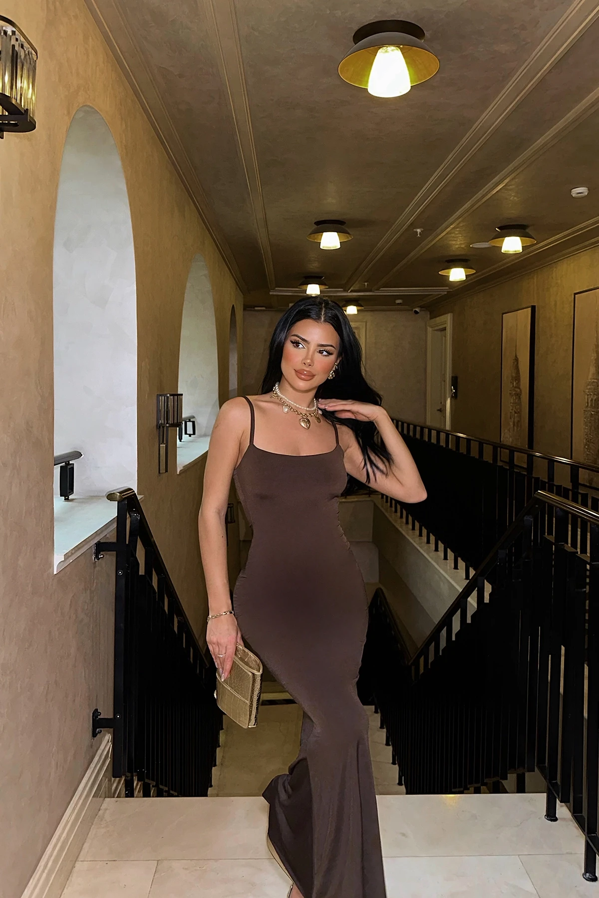 Picture of Melita Brown Strappy Maxi Dress