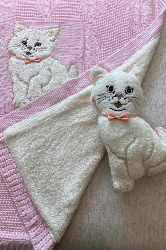 Picture of Oyuncak Hediyeli Bebek Triko Battaniye 90x90 Cm Pembe