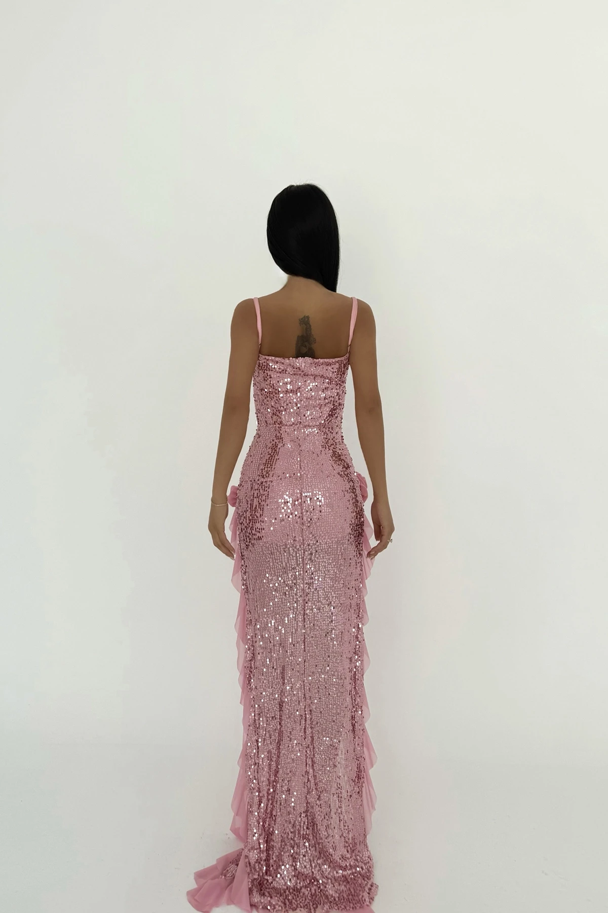 Picture of Pink Paxton Sequined Long Slit Dress