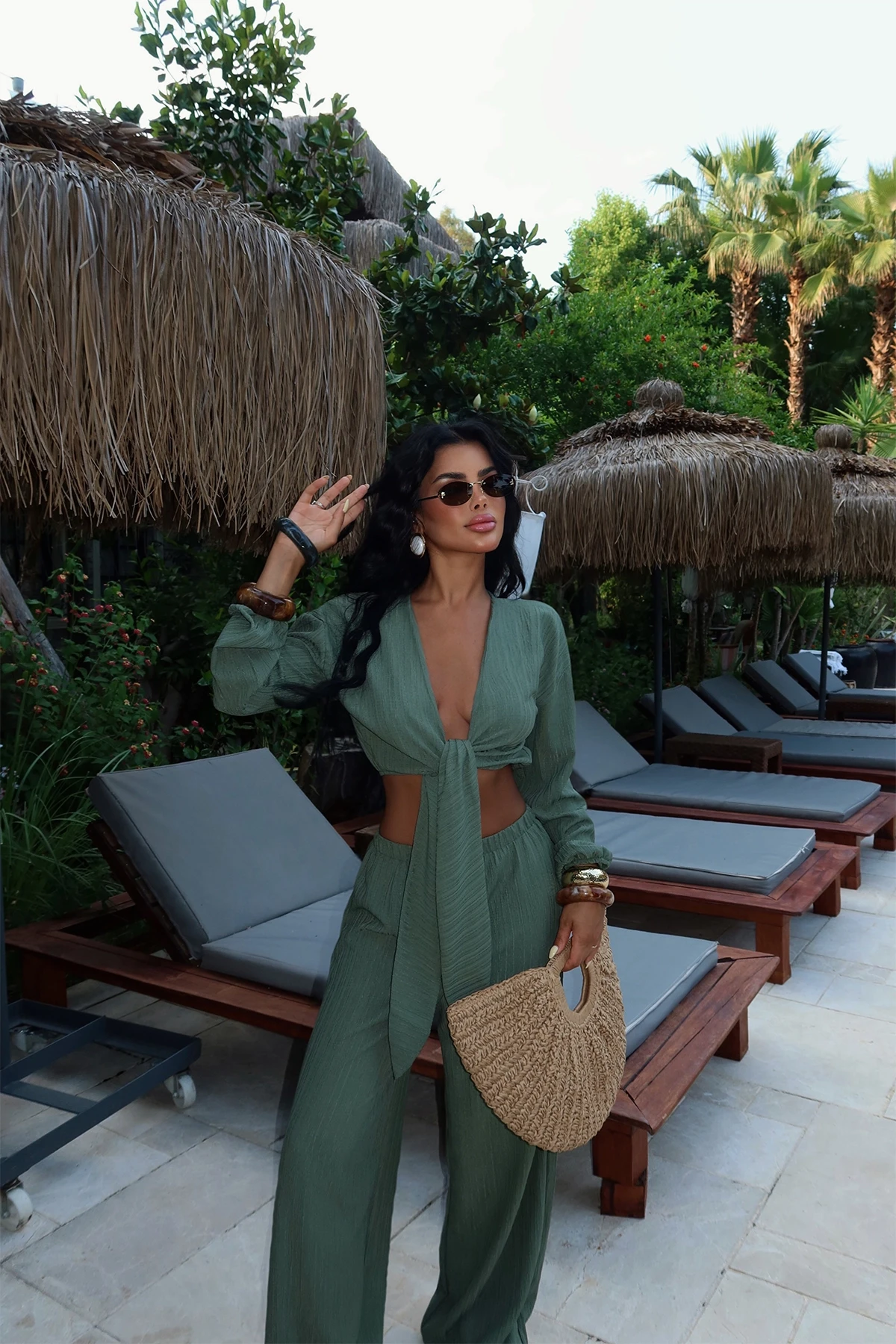 Picture of Green Adelina Tie-Up Suit