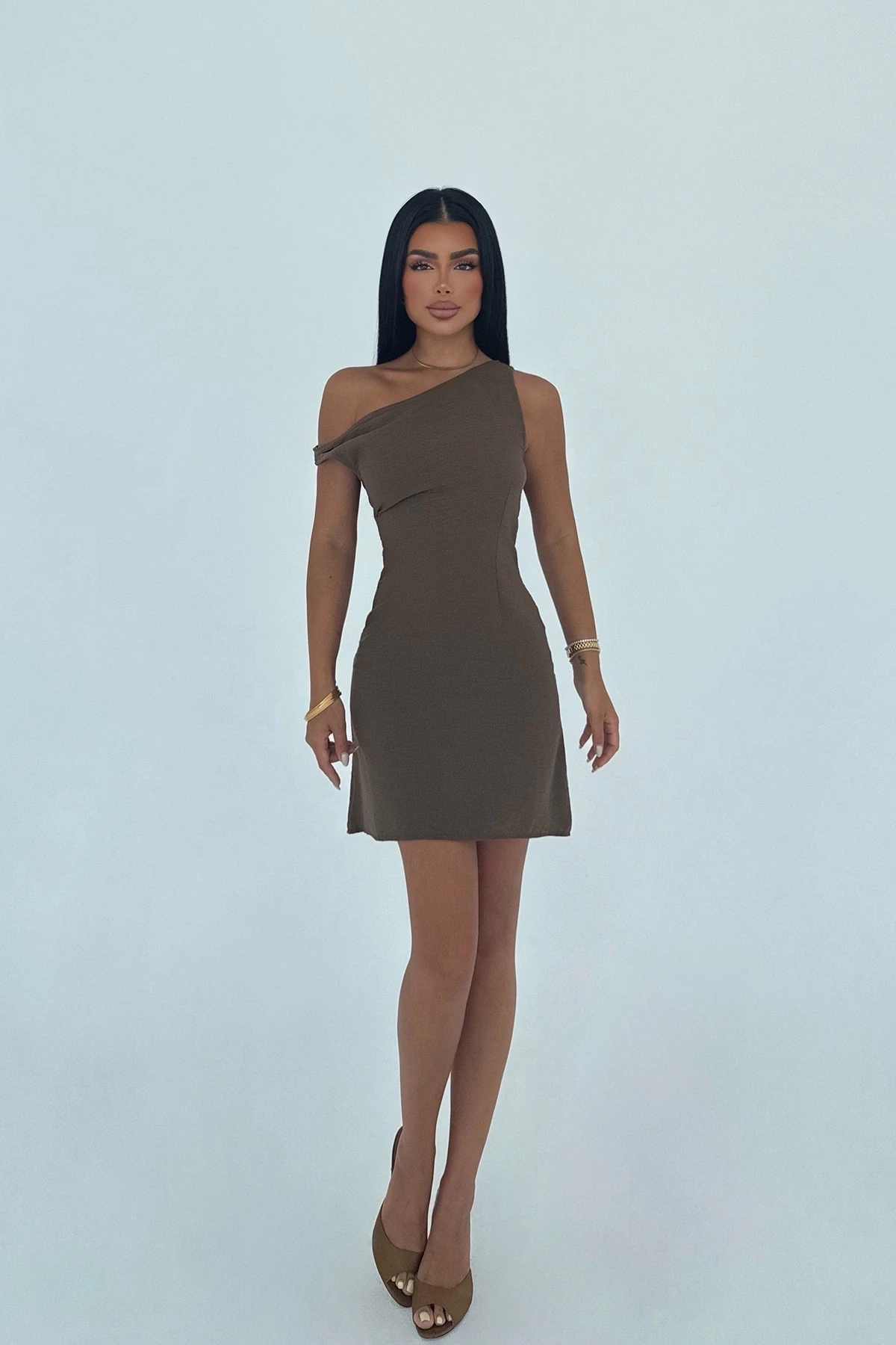 Picture of Brown Strapless Mini Dress