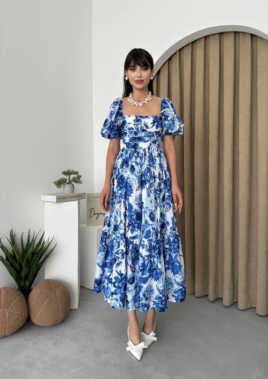 Picture of Kassel Kare Yaka Kısa Kollu Elbise