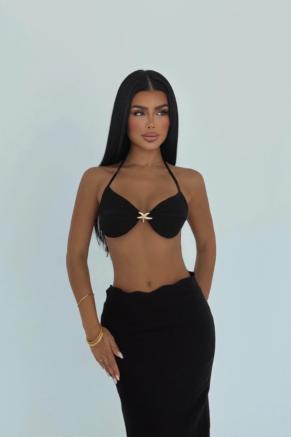 Picture of Black Tied Skirt Suit