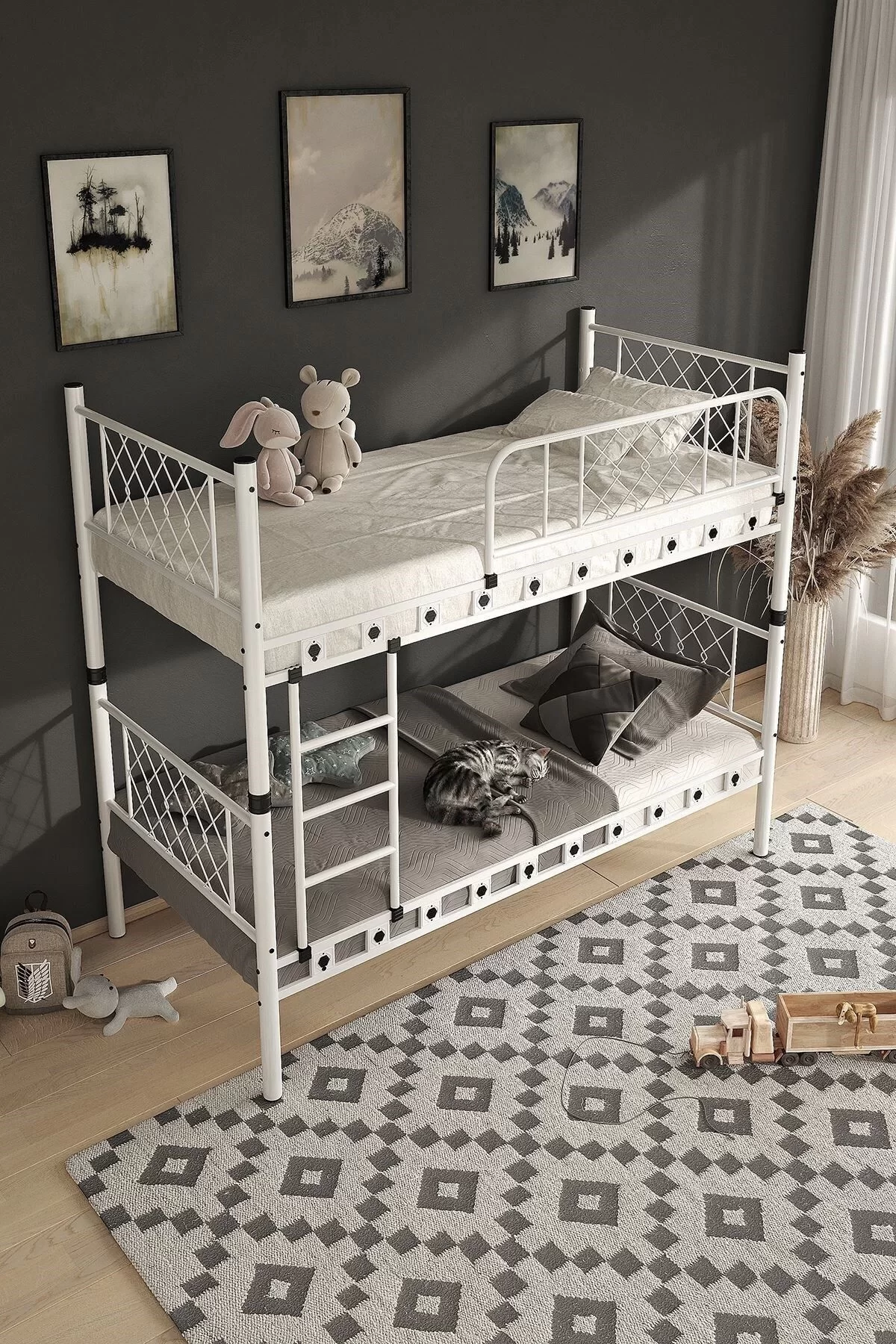 Picture of Metis Genç Çocuk Yatak Odası Metal Ranza Ve Karyola 90x200