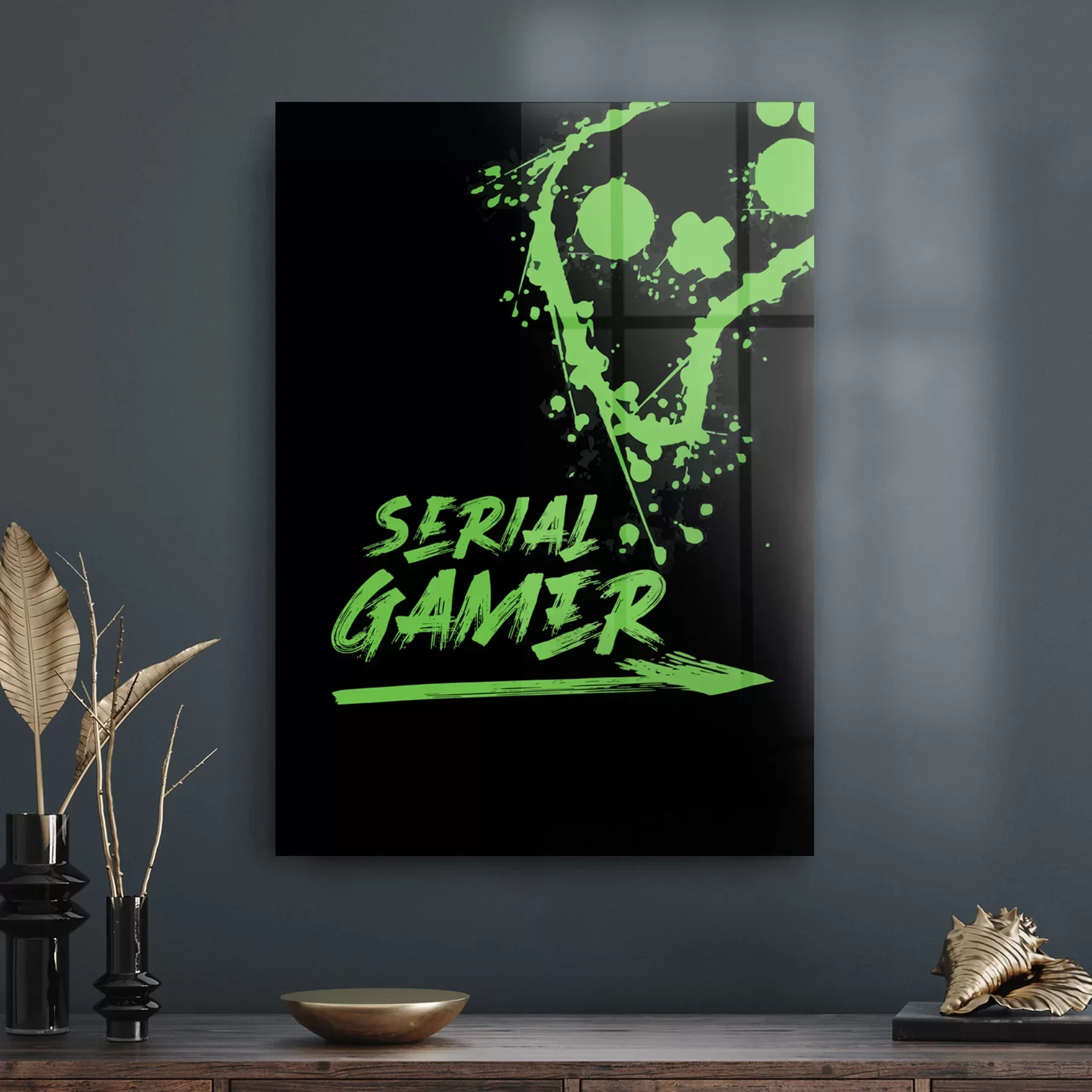 Picture of Decovetro Cam Tablo Yeşil Serial Gamer Yazılı 30x40 cm