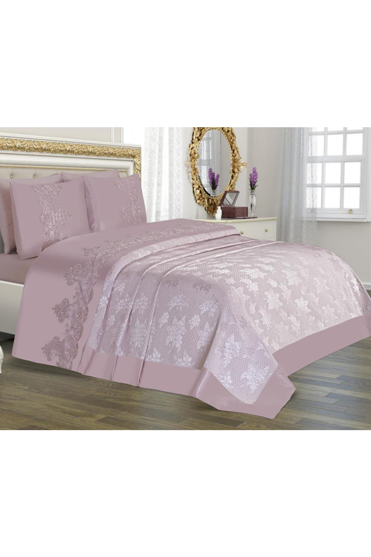 Picture of Çeyizlik Pike Seti Dubai Sade 3 Parça Pudra