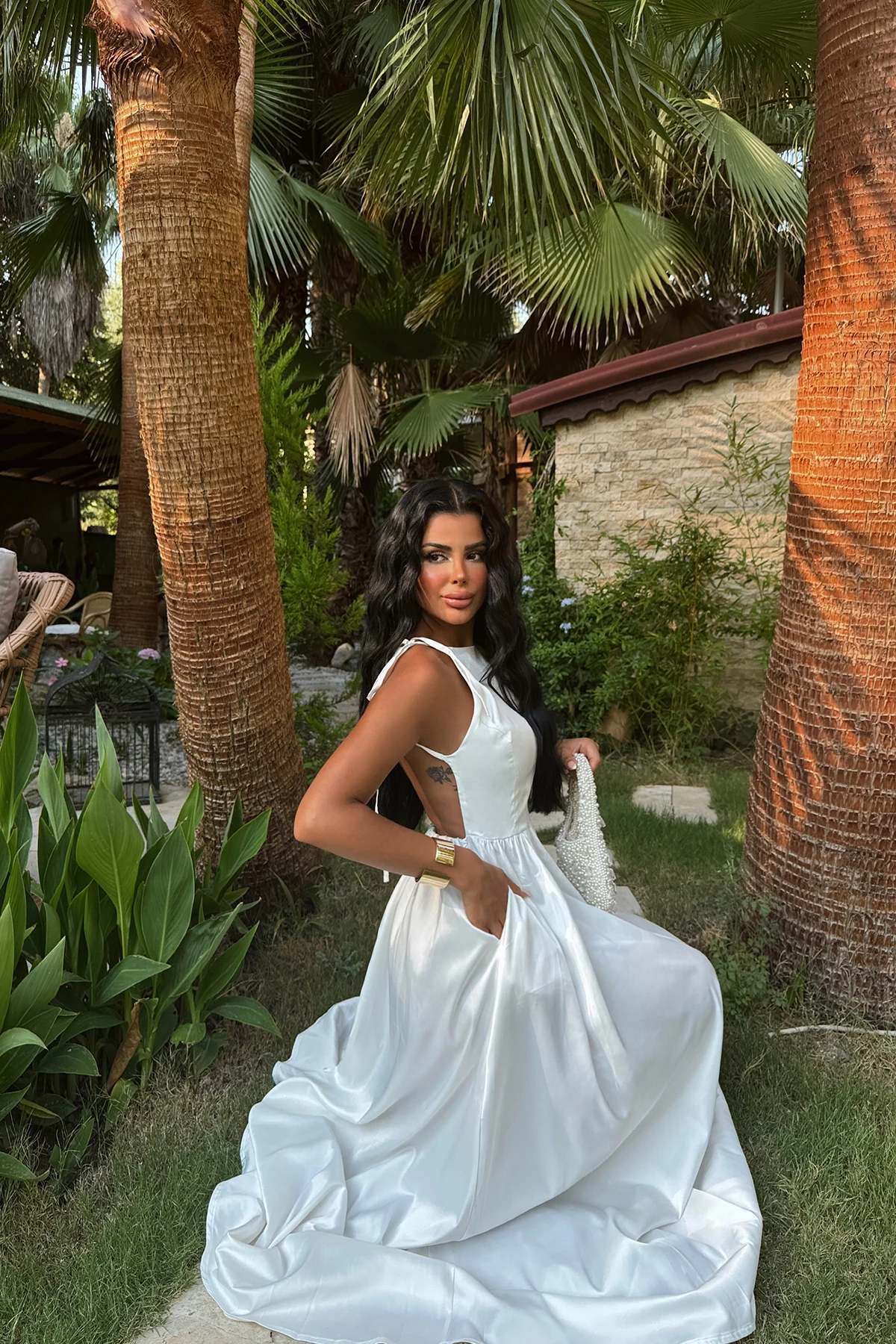 Picture of White Anais Low-cut Back Dress