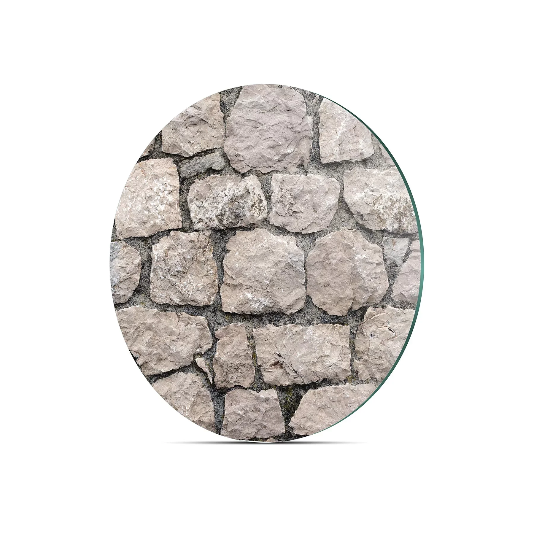 Picture of Decovetro Cam Kesme Tahtası ve Sunumluk Yuvarlak Taş Duvar Desenli 30x30 Cm
