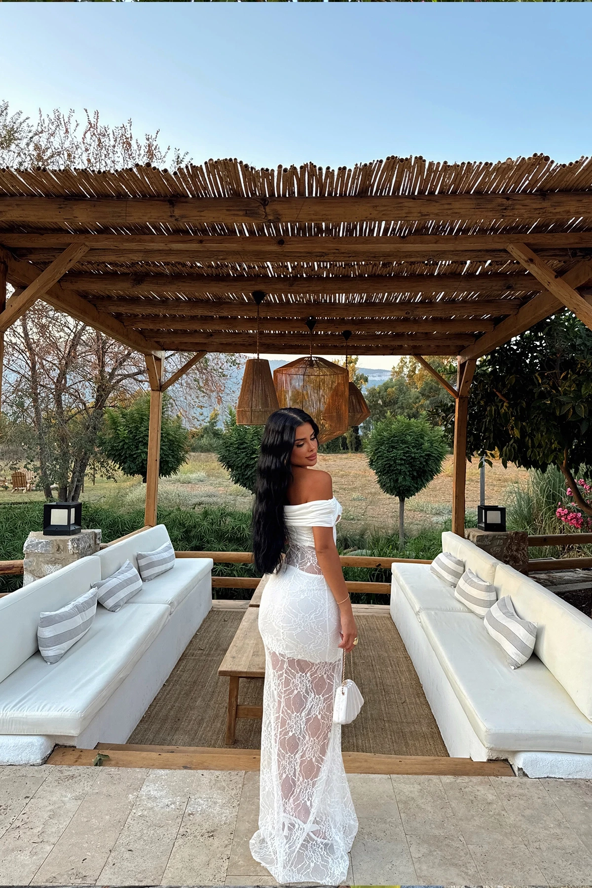 Picture of White Yelena Long Lace Dress