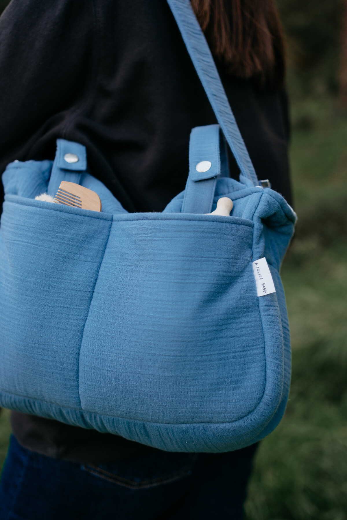 Picture of Müslin Anne Çantası - Kurdele / Mavi