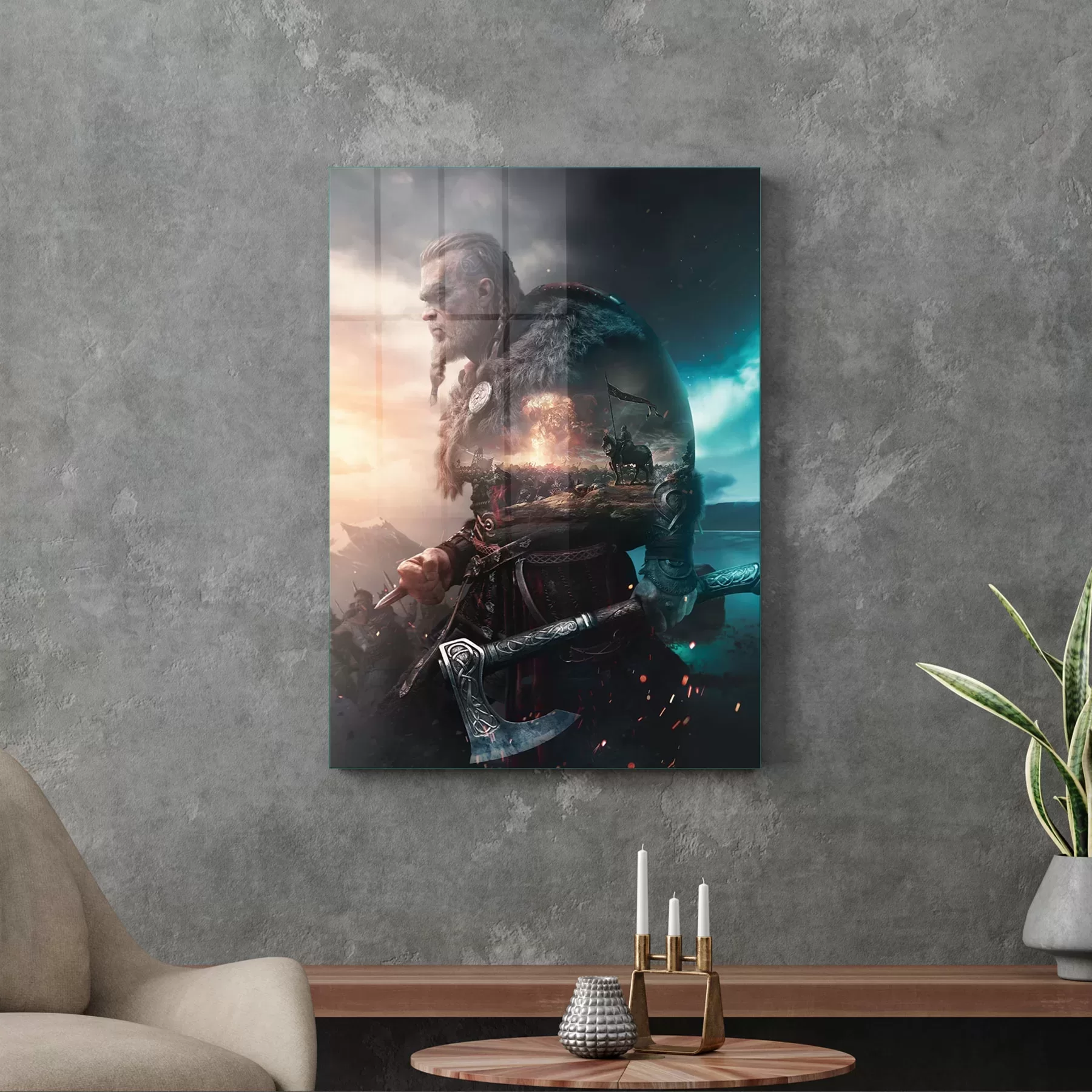 Picture of Decovetro Cam Tablo Assassin's Creed Renkli Valhalla 50x70 cm