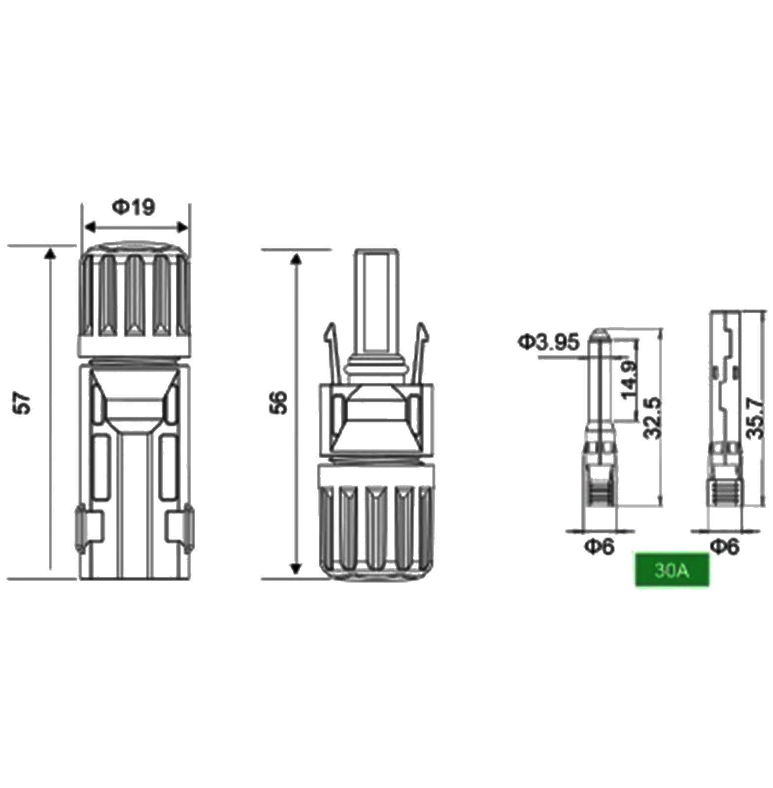 Picture of MC4 Solar Kablo Bağlantı Soketi Güneş Panel Konnektörü Takım MT-20