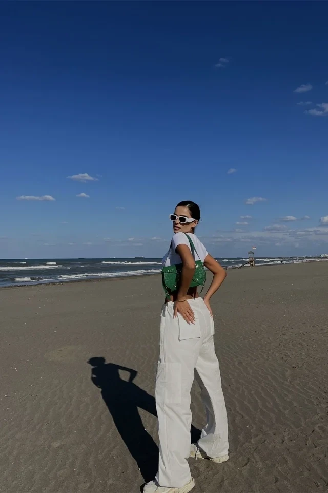 Picture of White Cargo Pocket Trousers