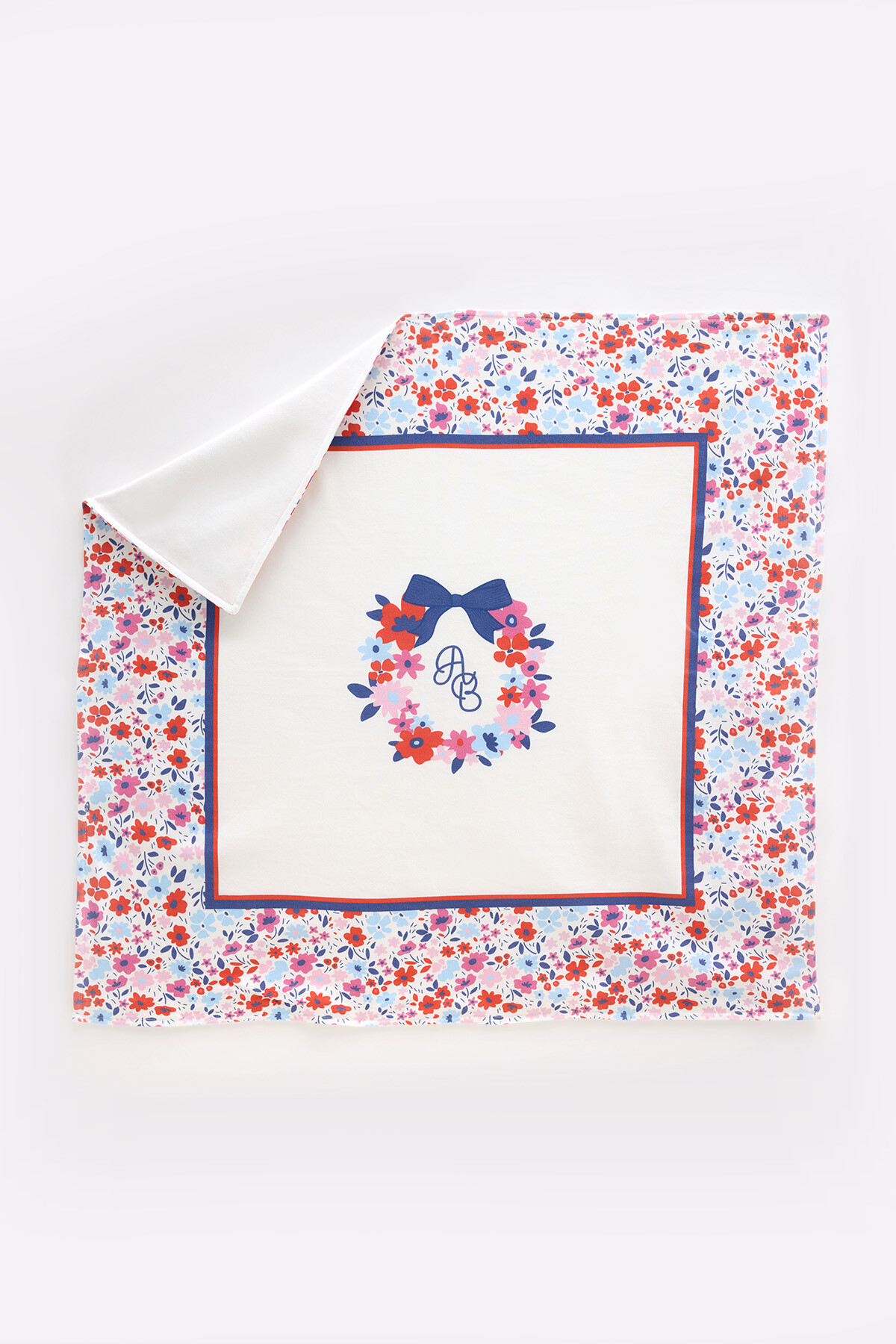 Picture of Çift Taraflı Bebek Battaniyesi - Minik Çiçekler/Kırmızı