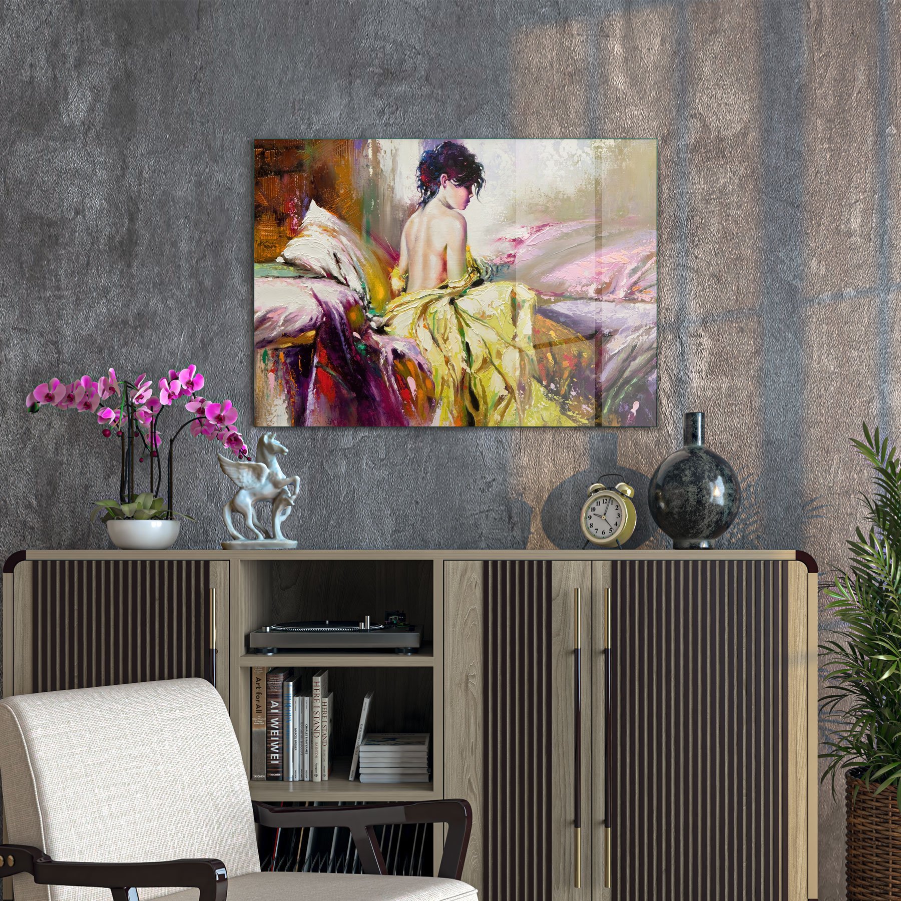 Picture of Decovetro Cam Tablo Yağlı Boya Kadın Renkli 30x40 cm