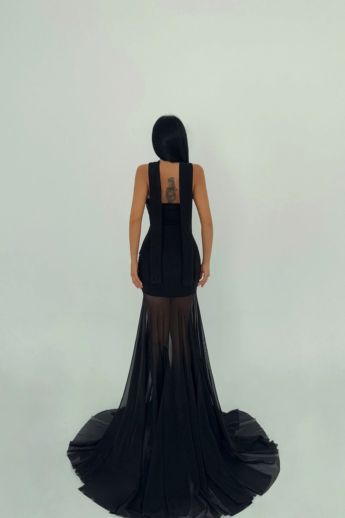 Picture of Black Marianna Long Skirt Tulle Dress