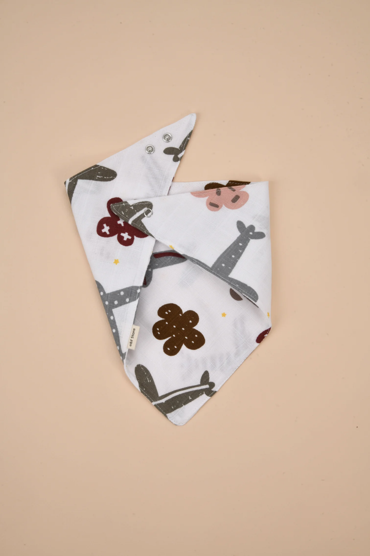 Picture of İkinci Şans - Organik Sertifikalı Çift Katlı Müslin Mama Önlüğü ve %100 Pamuk Gri Emzik Askısı Seti