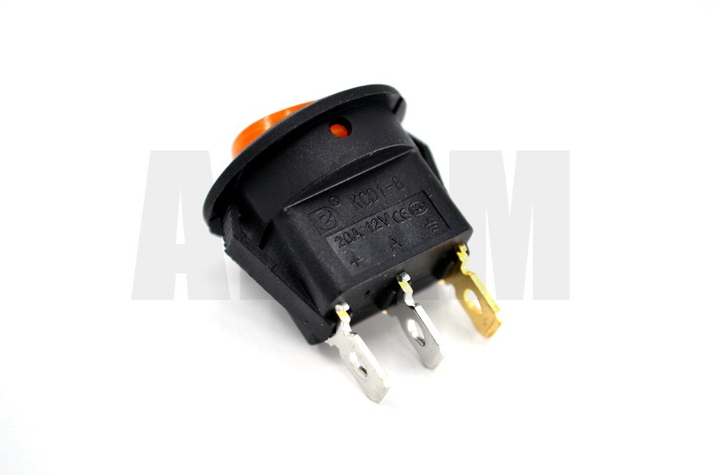 Picture of Yuvarlak Sarı Camlı Elektrik Anahtarı 1-0 Işıklı Rocker 12V