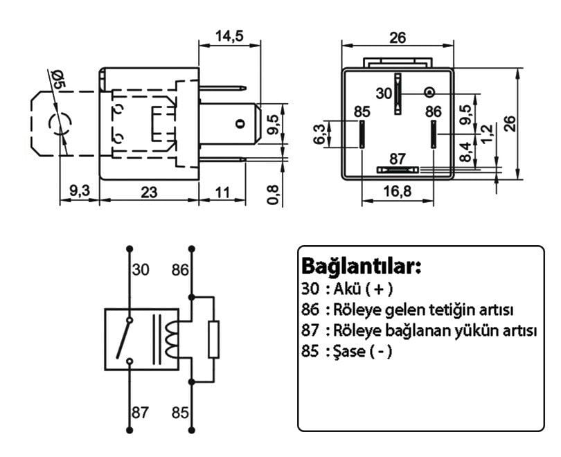 Picture of Yüksek Amperli Dirençli Mini Güç Rölesi 4 Fişli 12V 80A