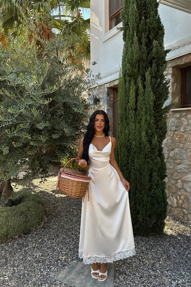 Picture of White Strappy Satin Dress