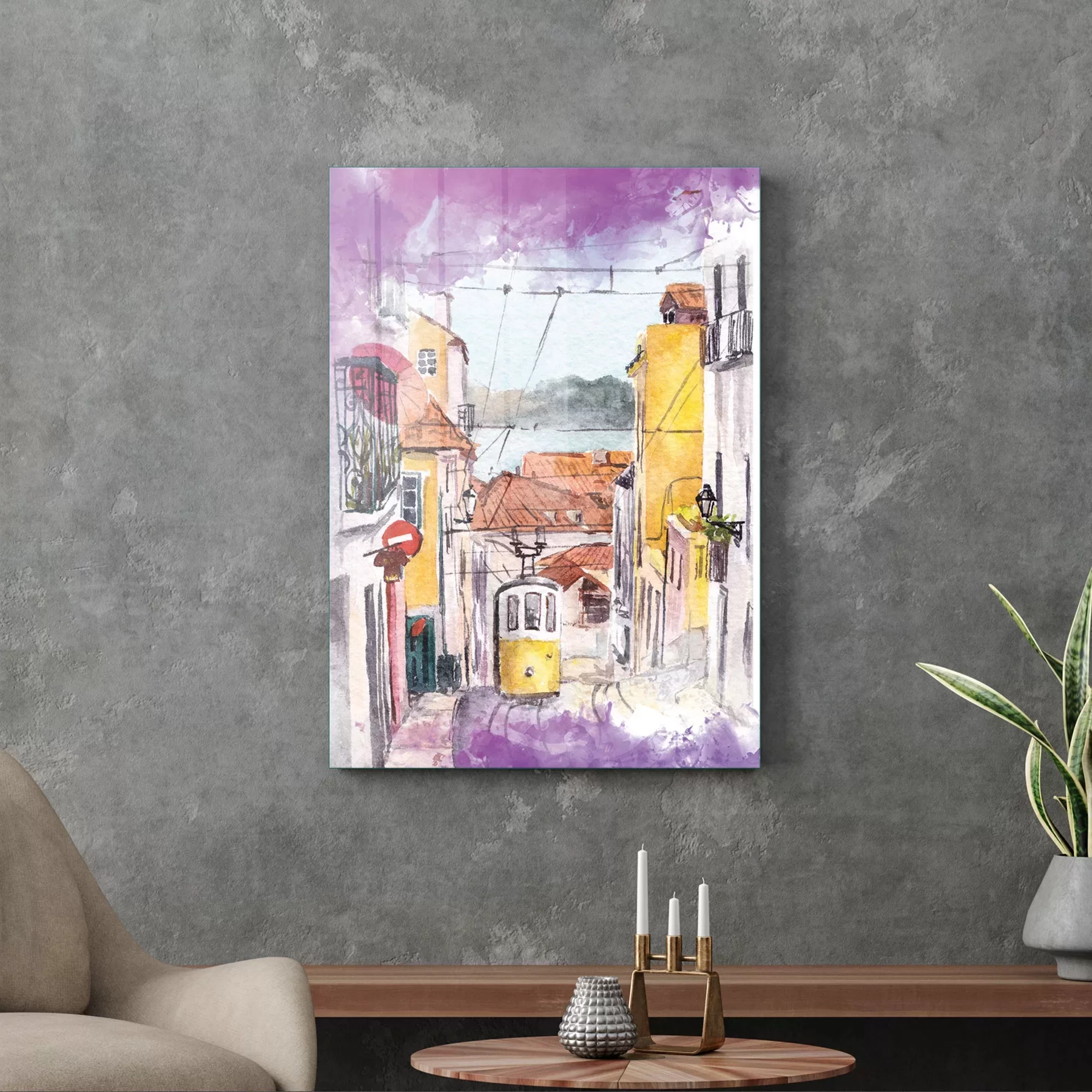 Picture of Decovetro Cam Tablo Yağlı Boya Tramvay 50x70 cm