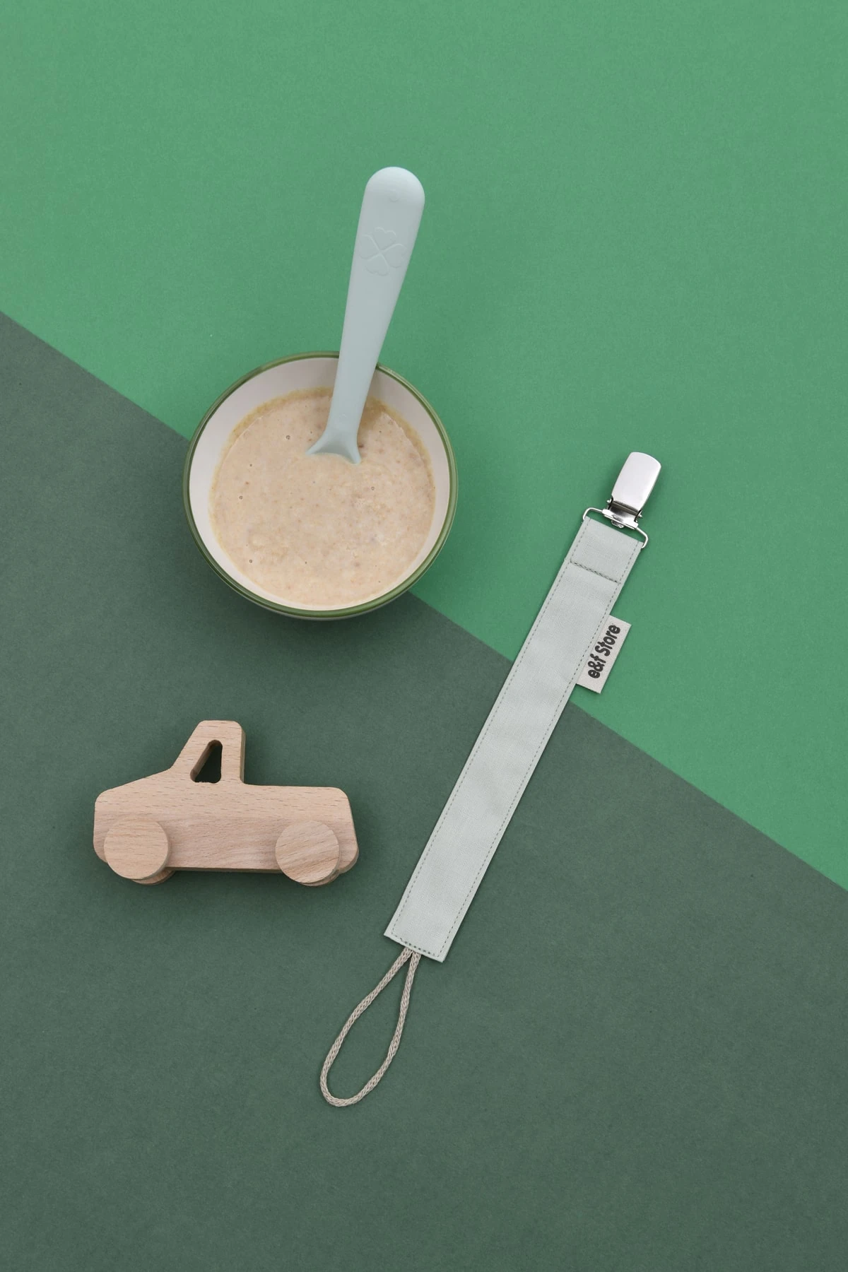 Picture of 3'lü Emzik Askısı Seti - Çiçekli Puantiyeli Yeşil