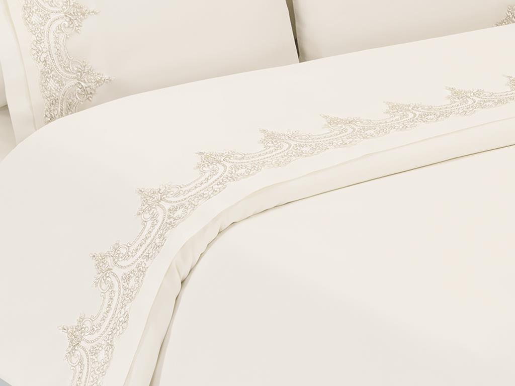 Picture of Şevval Fransız Güpürlü Çeyizlik Nevresim Takımı Krem