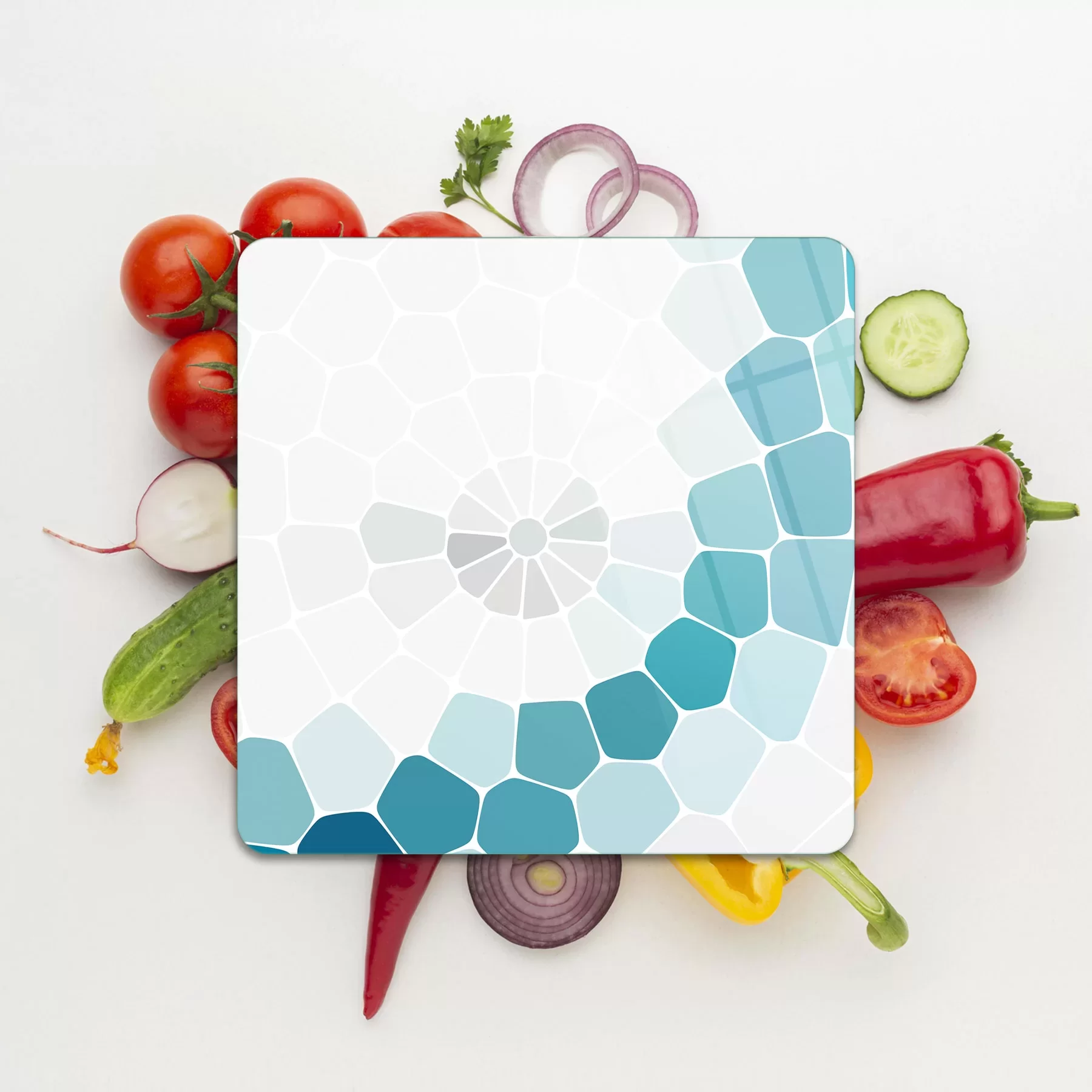 Picture of Decovetro Cam Kesme Tahtası ve Sunumluk Kare Petek Desenli 30x30 Cm