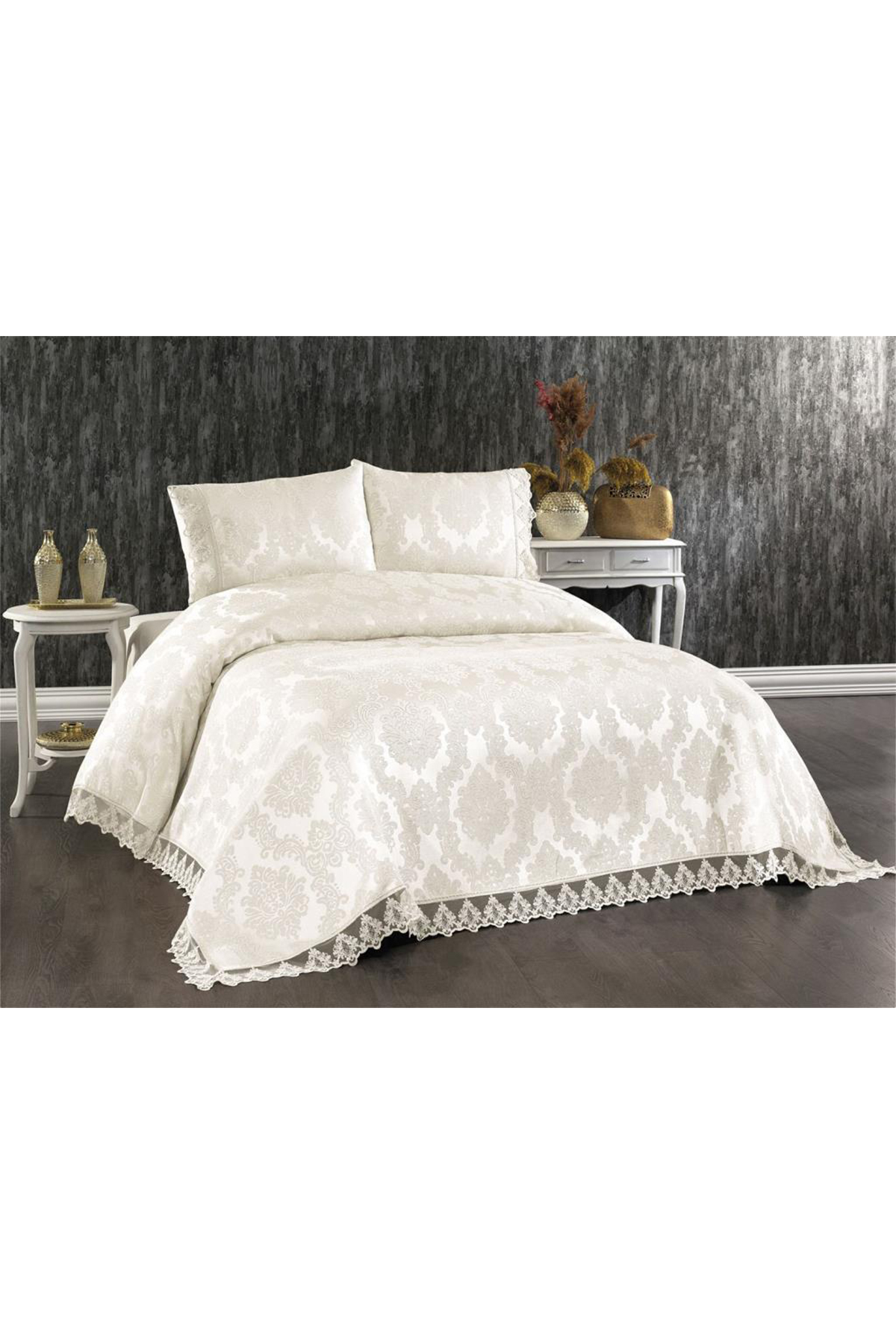 Picture of Çeyiz Diyarı Demontis Çift Kişilik Yatak Örtüsü Krem