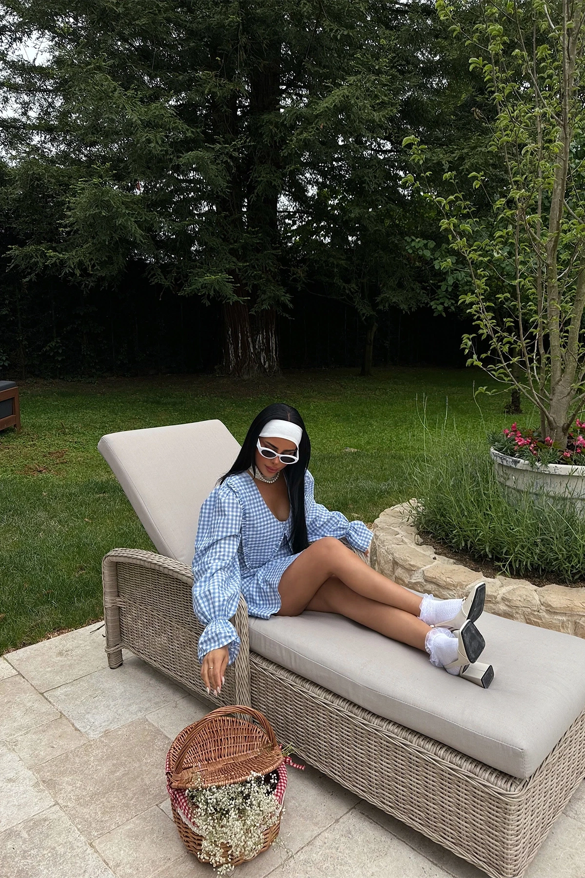 Picture of Blue Gingham Pattern Mini Dress