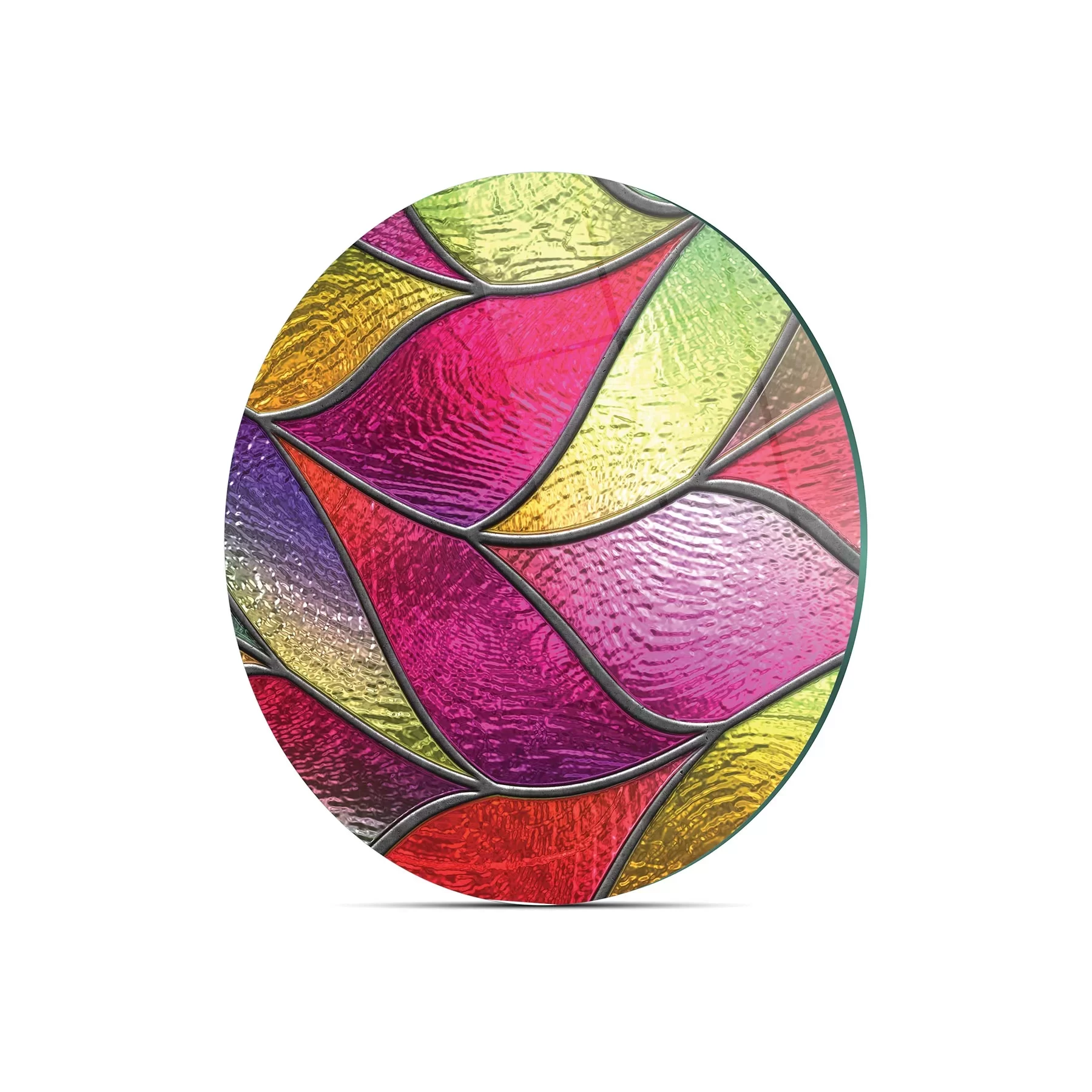 Picture of Decovetro Cam Kesme Tahtası ve Sunumluk Yuvarlak Vitray Desenli 30x30 Cm